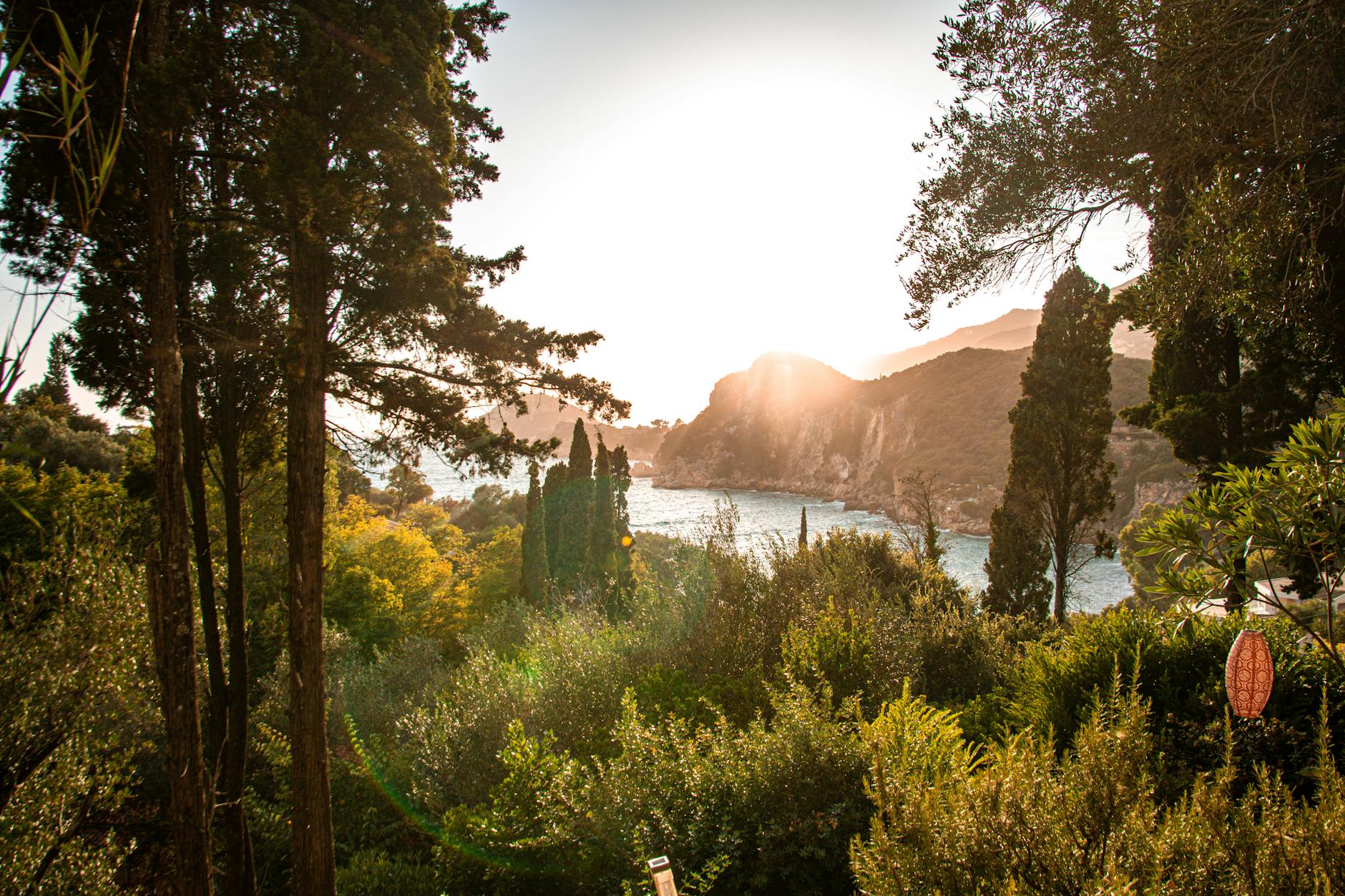 Stunning sunset over the Aegean coastline in Liapades, Greece, showcasing vibrant nature and serene seascape.